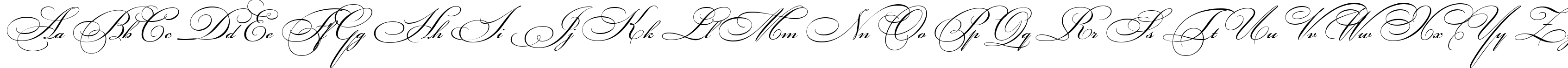 Пример написания английского алфавита шрифтом Bickham Script Two