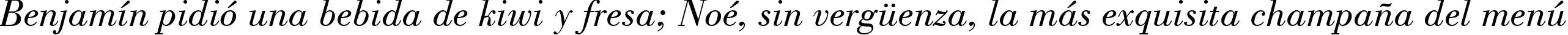 Пример написания шрифтом Bodoni Book Italic BT текста на испанском Пример написания шрифтом Bodoni Book Italic BT текста на испанском