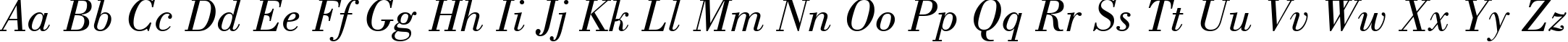 Пример написания английского алфавита шрифтом Bodoni Book Italic BT