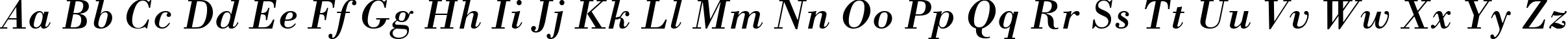 Пример написания английского алфавита шрифтом Bodoni Italic BT