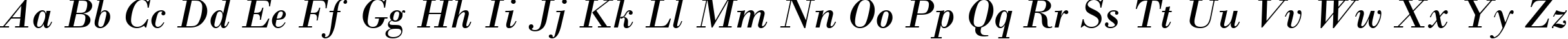 Пример написания английского алфавита шрифтом Bodoni MT Italic