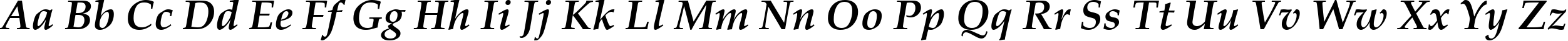 Пример написания английского алфавита шрифтом Book Antiqua Bold Italic