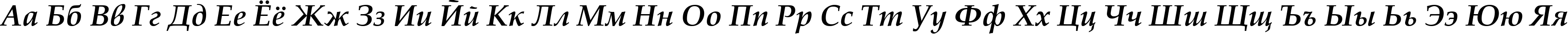 Пример написания русского алфавита шрифтом Book Antiqua Bold Italic