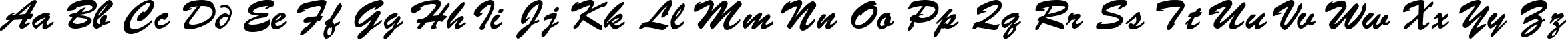 Пример написания английского алфавита шрифтом BrushScript Cyrillic