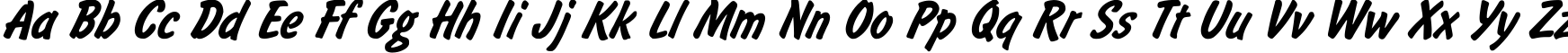 Пример написания английского алфавита шрифтом BrushType Bold Italic