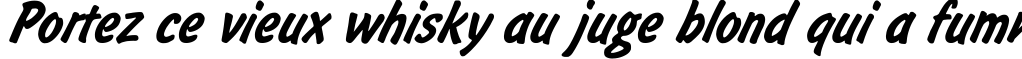 Пример написания шрифтом BrushType Bold Italic текста на французском