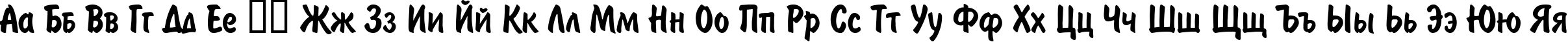 Пример написания русского алфавита шрифтом BrushType