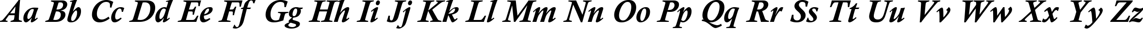 Пример написания английского алфавита шрифтом Calisto MT Bold Italic