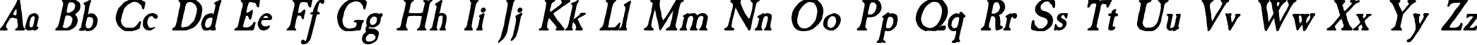 Пример написания английского алфавита шрифтом Caslon Antique Bold Italic