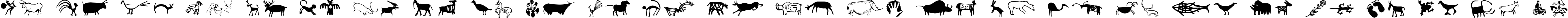 Пример написания английского алфавита шрифтом CavePaintingDingbats