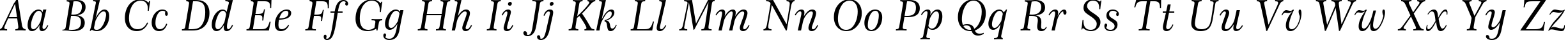 Пример написания английского алфавита шрифтом Century 751 Italic BT
