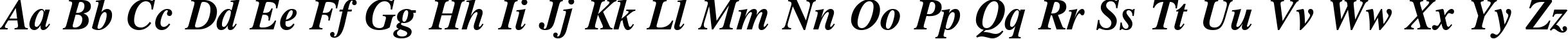 Пример написания английского алфавита шрифтом CG Times Bold Italic