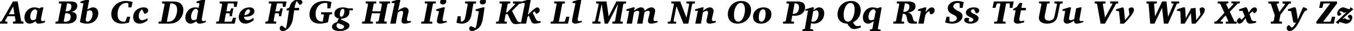 Пример написания английского алфавита шрифтом Charter Black Italic BT