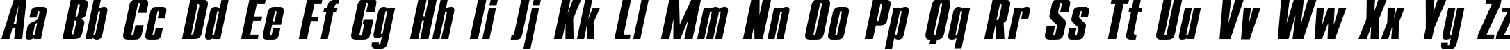 Пример написания английского алфавита шрифтом Compact Bold Italic