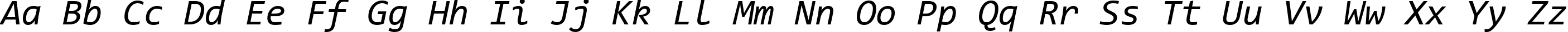 Пример написания английского алфавита шрифтом Consolas Italic