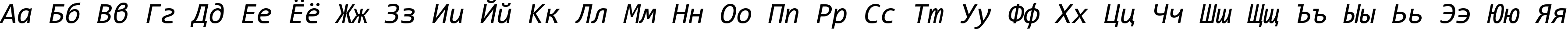 Пример написания русского алфавита шрифтом Consolas Italic