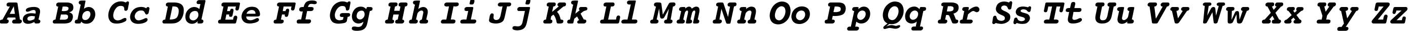 Пример написания английского алфавита шрифтом Courier-Bold-Italic