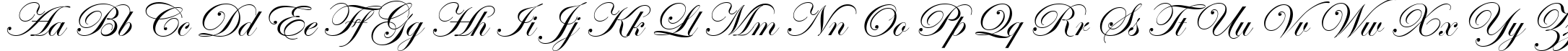 Пример написания английского алфавита шрифтом Edwardian Script ITC