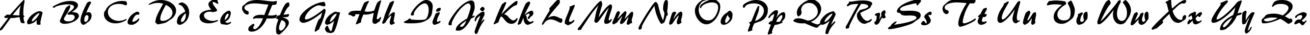 Пример написания английского алфавита шрифтом font75
