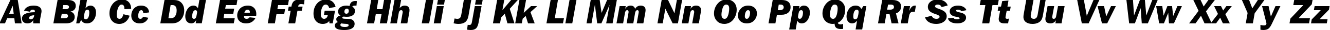 Пример написания английского алфавита шрифтом Franklin Gothic ITC Heavy Italic BT