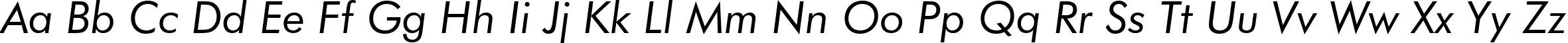 Пример написания английского алфавита шрифтом Futura Book Italic BT