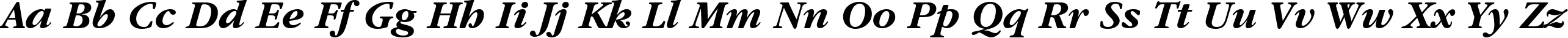 Пример написания английского алфавита шрифтом Garamond ITC Bold Italic BT