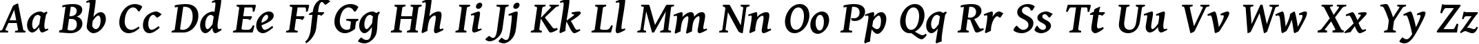 Пример написания английского алфавита шрифтом Gentium Basic Bold Italic