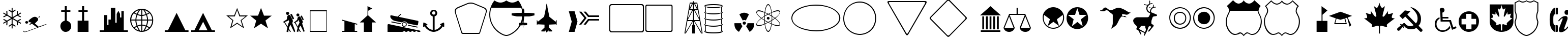 Пример написания английского алфавита шрифтом GeographicSymbols