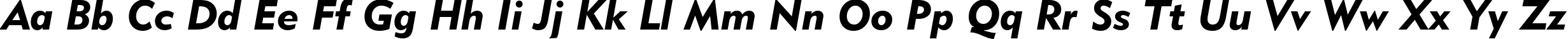 Пример написания английского алфавита шрифтом Geometric 415 Black Italic BT