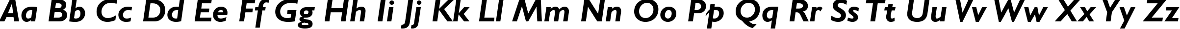 Пример написания английского алфавита шрифтом Gill Sans MT Bold Italic