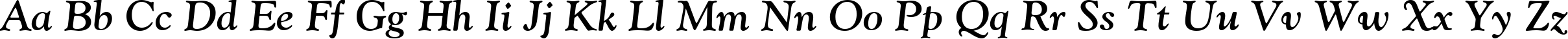 Пример написания английского алфавита шрифтом Goudy Old Style Bold Italic BT