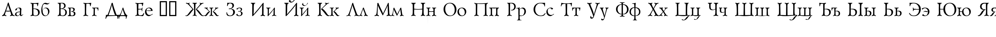 Пример написания русского алфавита шрифтом GoudyOld