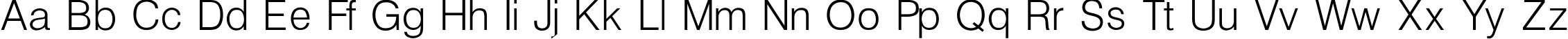 Пример написания английского алфавита шрифтом Helvetica_Light-Normal