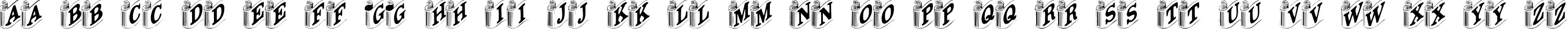 Пример написания английского алфавита шрифтом Heraldic