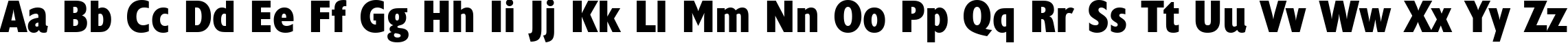 Пример написания английского алфавита шрифтом Humanist 521 Extra Bold Condensed BT