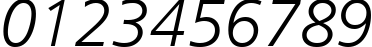 Пример написания цифр шрифтом Humanist 777 Light Italic BT