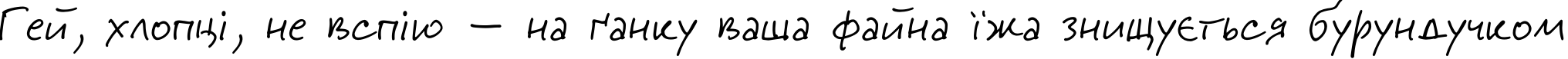 Пример написания шрифтом Jeff Script текста на украинском