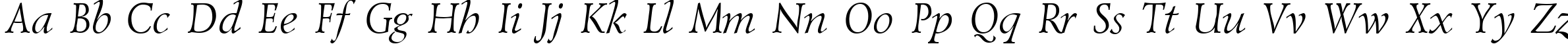 Пример написания английского алфавита шрифтом LazurskiCTT Italic