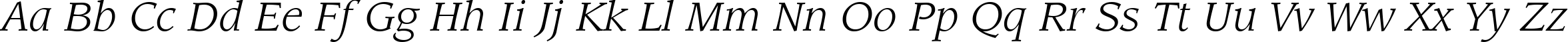 Пример написания английского алфавита шрифтом Leawood Book Italic BT