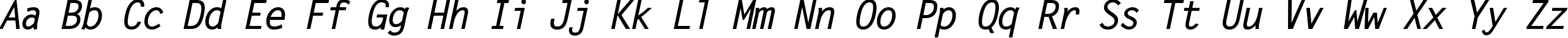 Пример написания английского алфавита шрифтом Letter Gothic Bold Italic