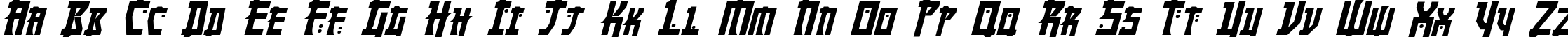 Пример написания английского алфавита шрифтом Manga Bold Italic