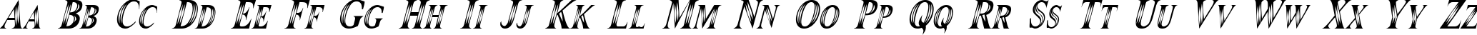 Пример написания английского алфавита шрифтом Maranallo High Italic