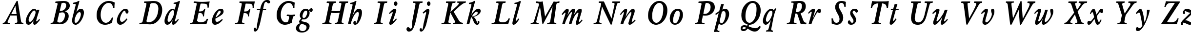 Пример написания английского алфавита шрифтом Mysl Narrow Bold Italic:001.001