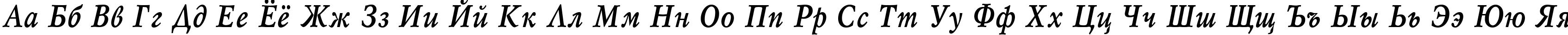 Пример написания русского алфавита шрифтом Mysl Narrow Bold Italic:001.001