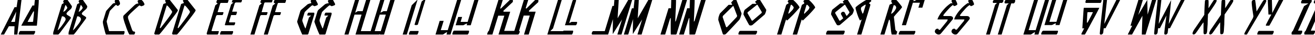 Пример написания английского алфавита шрифтом Native Alien Italic