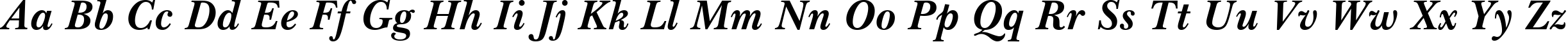 Пример написания английского алфавита шрифтом New Baskerville Bold Italic BT