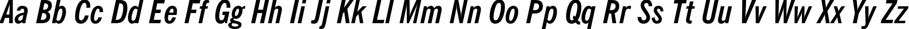 Пример написания английского алфавита шрифтом News Gothic Bold Condensed Italic BT