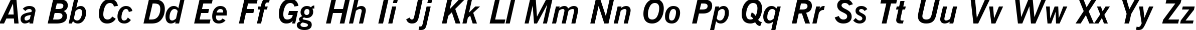 Пример написания английского алфавита шрифтом News Gothic Bold Italic BT