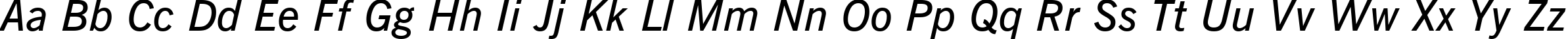 Пример написания английского алфавита шрифтом News Gothic Demi Italic BT