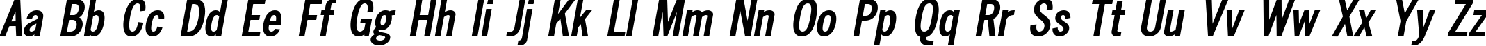Пример написания английского алфавита шрифтом NewsCondensed Bold Oblique